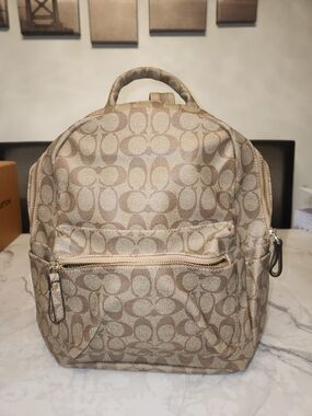 Coach Beige/Tan Signature Pattern Backpack